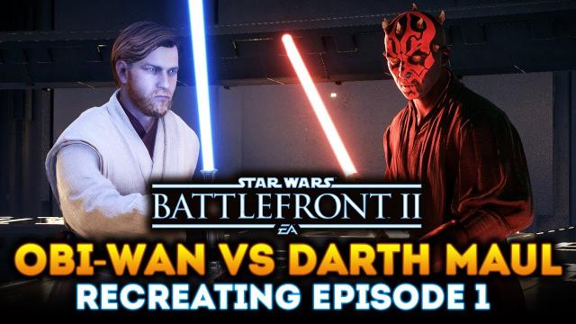 Obi-Wan Kenobi vs Darth Maul! Recreating Episode 1 Lightsaber Duel in Star Wars Battlefront 2!