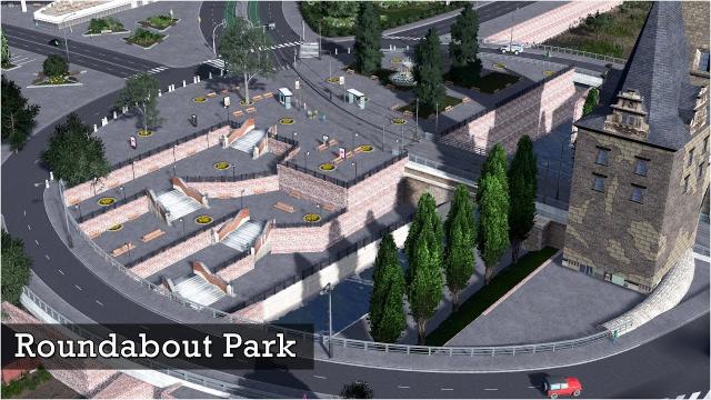 Roundabout Park above an Old Canal - Cities Skylines: Custom Builds