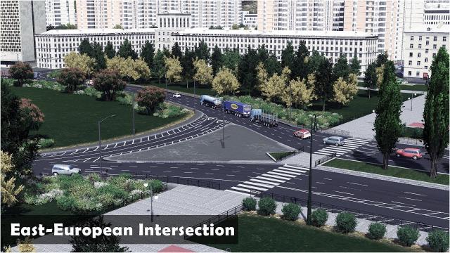 East-European Round Intersection and boulevard- Cities Skylines: Custom Builds