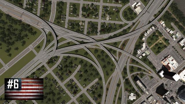 Cities: Skylines - The American Dream #6 - Big Interstate/highway interchange & small neighbourhood