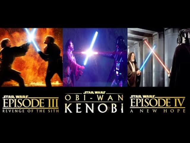 All Lightsaber Duels Obi-Wan Kenobi vs Darth Vader  - Revenge of the Sith, Kenobi Series, A New Hope