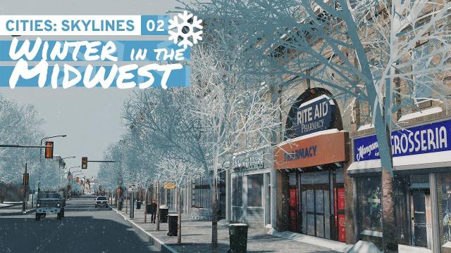 Building a Realistic American Main Street - Cities Skylines: Winter in the Midwest 02