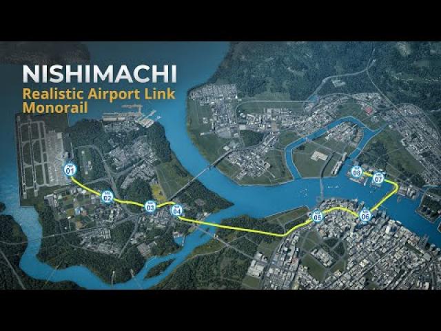 First Person View Airport Link Monorail Trip - Cities Skylines Nishimachi