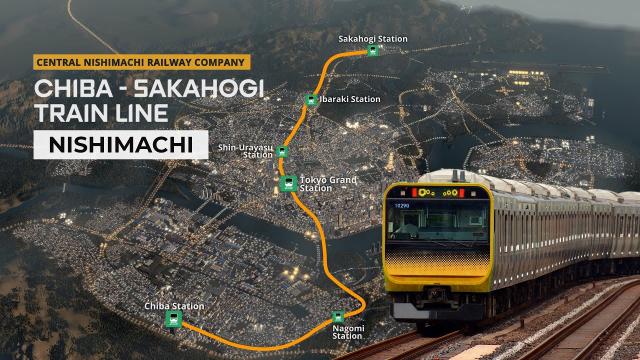 Realistic Night Train Chiba - Sakahogi in Cities Skylines 1 [4K]