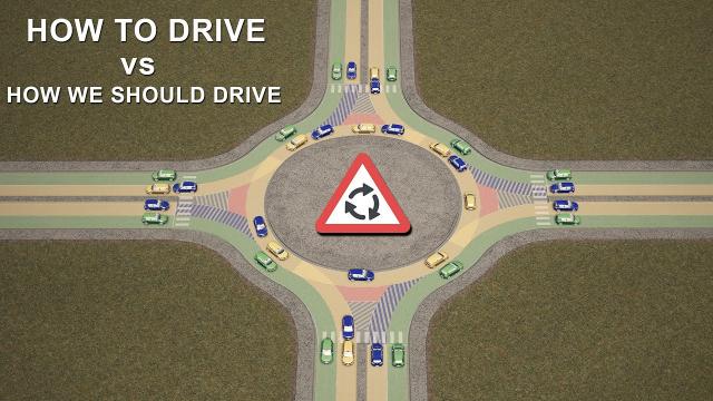 How to drive into a roundabout vs How we should drive | Cities Skylines test