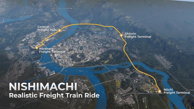 Cities Skylines: Realistic Freight Train Ride through Nishimachi [4K]