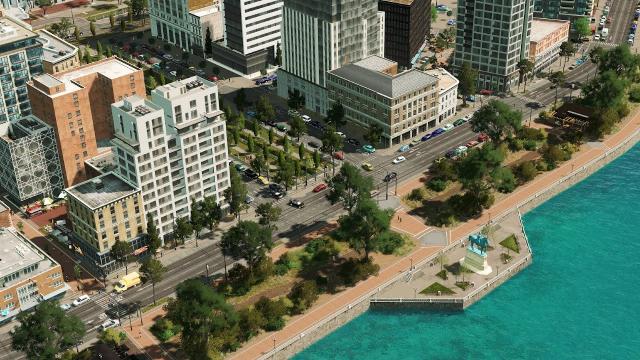 Building A Detailed Downtown Waterfront and Residential Area in Cities Skylines!