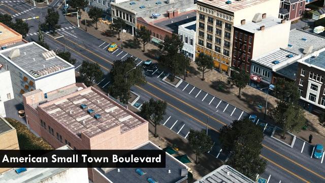 Cities: Skylines - Realistic builds: American small town boulevard