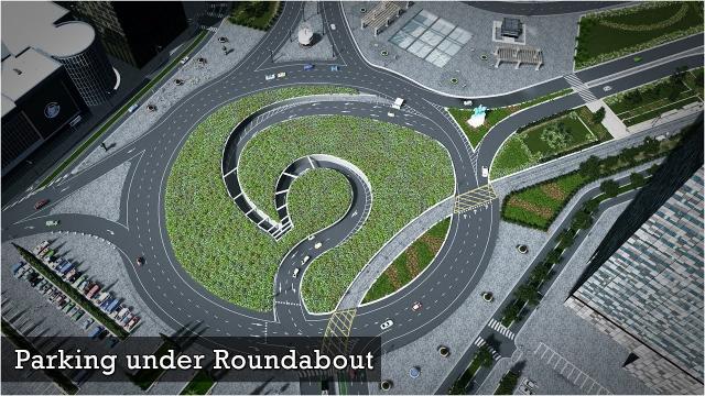 Parking under Roundabout - Cities Skylines: Custom Builds