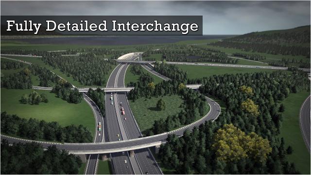 Fully Detailed Highway Interchange - Cities Skylines: Custom Builds