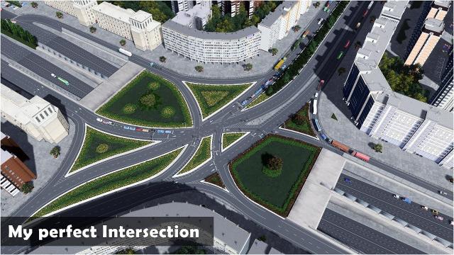 My Best Working Intersection above boulevard tunnels - Cities Skylines: Custom Builds