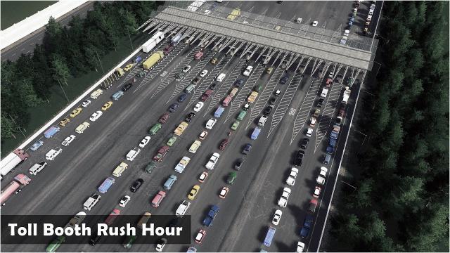 Rush Hour traffic at the Toll Booths - Cities Skylines: Custom Builds