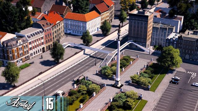 Cities Skylines: ARNDORF - Lustenau District, shopping area and King Albert's Column #15