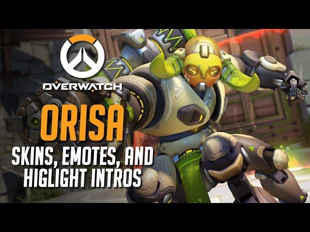 Overwatch - All Of Orisa's Skins, Emotes, And Highlight Intros