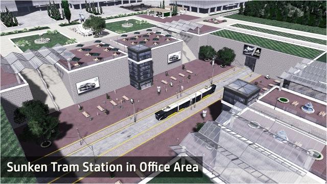 Sunken Tram Station in Office area - Cities Skylines: Custom Builds
