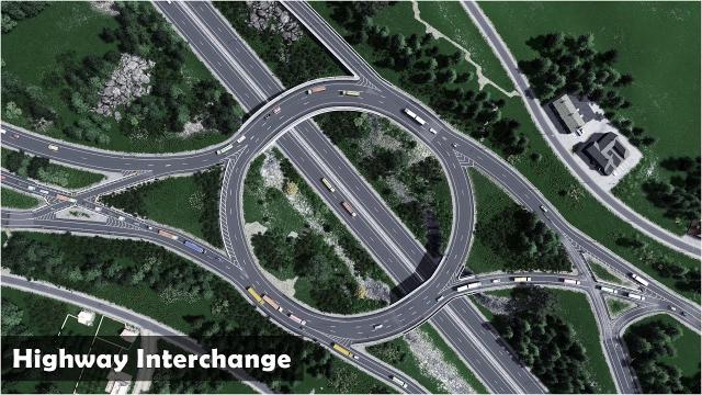 Highway Interchange in a rural area - Cities Skylines: Custom Builds