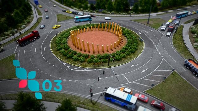 Cities: Skylines | Traffic Circle/Turbine Roundabout - Traffic Flow