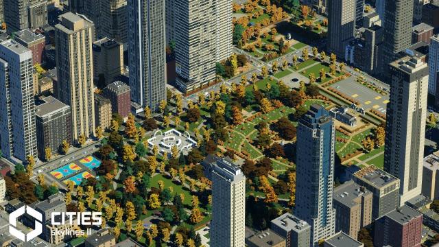 Building the Perfect New-York inspired Downtown Park in Cities Skylines 2