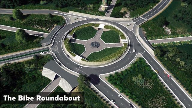 Bike roundabout inside elevated Roundabout - Cities Skylines: Custom Builds